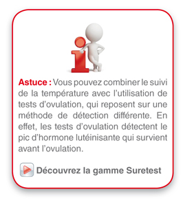 vous pouvez combiner le suivi de la température avec l'utilisation de tests d'ovulation, qui reposent sur une methode de detection différente. En effet, les tests d'ovulation détectent le pic d'hôrmone luteinisante qui survient avant l'ovulation.